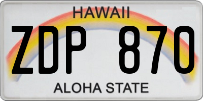 HI license plate ZDP870
