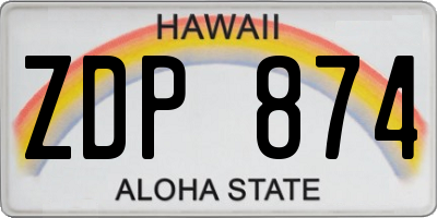 HI license plate ZDP874