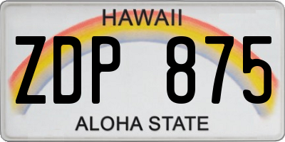 HI license plate ZDP875