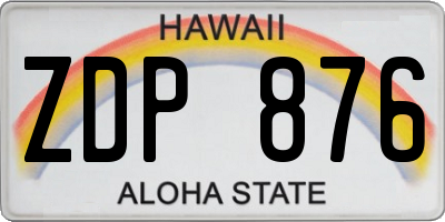 HI license plate ZDP876