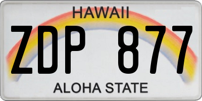 HI license plate ZDP877
