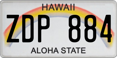 HI license plate ZDP884