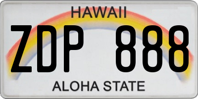 HI license plate ZDP888