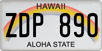 HI license plate ZDP890
