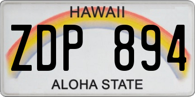 HI license plate ZDP894