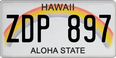 HI license plate ZDP897