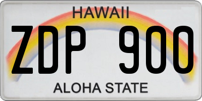 HI license plate ZDP900