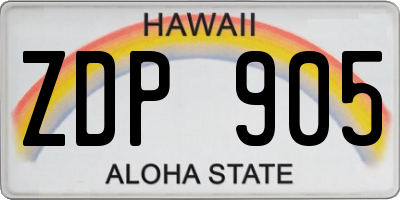 HI license plate ZDP905