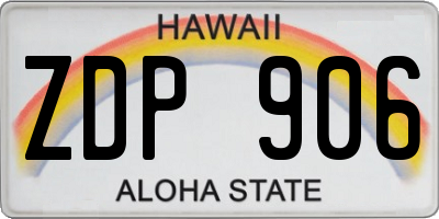 HI license plate ZDP906