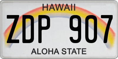 HI license plate ZDP907