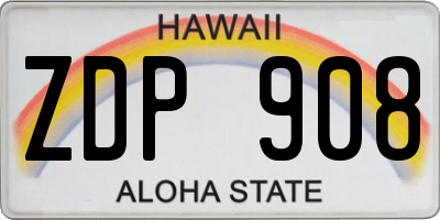 HI license plate ZDP908