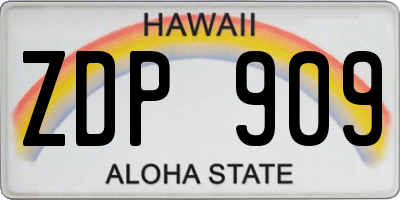 HI license plate ZDP909