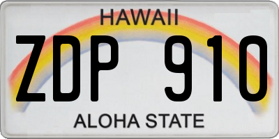 HI license plate ZDP910