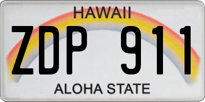 HI license plate ZDP911