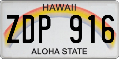 HI license plate ZDP916