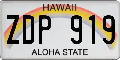 HI license plate ZDP919