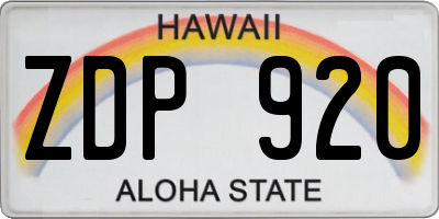HI license plate ZDP920