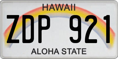 HI license plate ZDP921