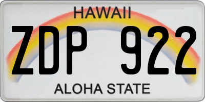 HI license plate ZDP922