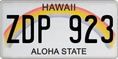 HI license plate ZDP923
