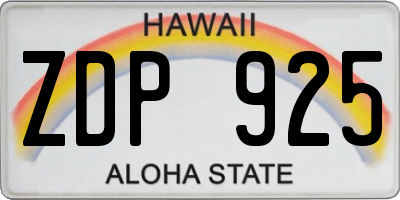 HI license plate ZDP925