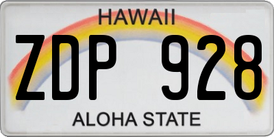 HI license plate ZDP928