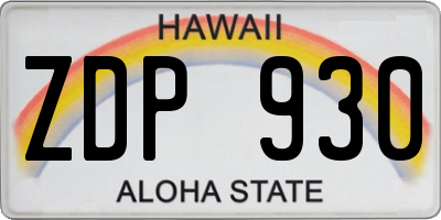HI license plate ZDP930