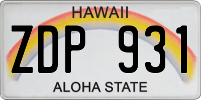 HI license plate ZDP931