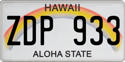 HI license plate ZDP933