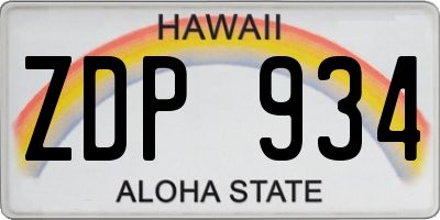 HI license plate ZDP934