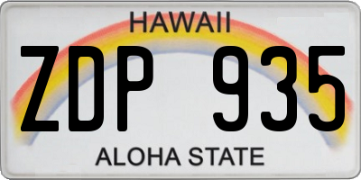 HI license plate ZDP935