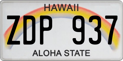 HI license plate ZDP937