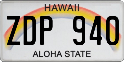 HI license plate ZDP940