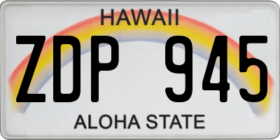 HI license plate ZDP945