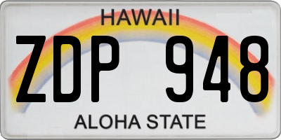 HI license plate ZDP948