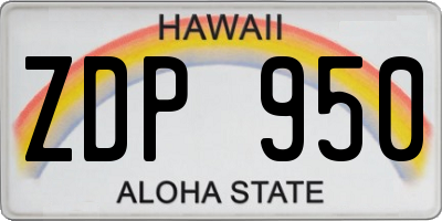 HI license plate ZDP950
