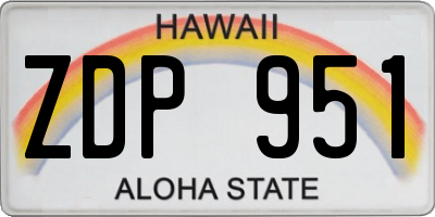 HI license plate ZDP951