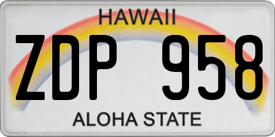 HI license plate ZDP958
