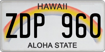 HI license plate ZDP960