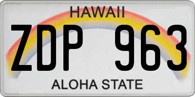 HI license plate ZDP963