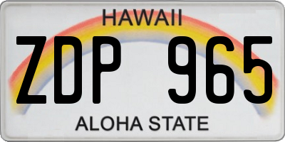HI license plate ZDP965