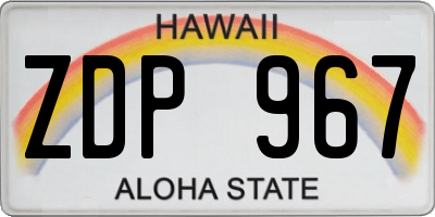 HI license plate ZDP967