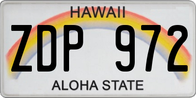 HI license plate ZDP972
