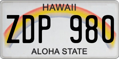 HI license plate ZDP980