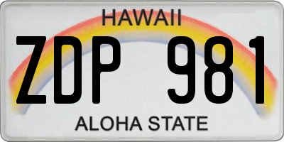 HI license plate ZDP981