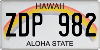 HI license plate ZDP982