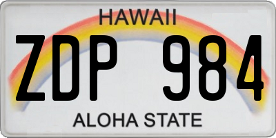HI license plate ZDP984