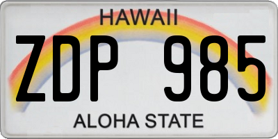HI license plate ZDP985