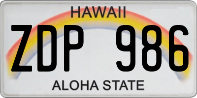 HI license plate ZDP986