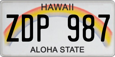 HI license plate ZDP987